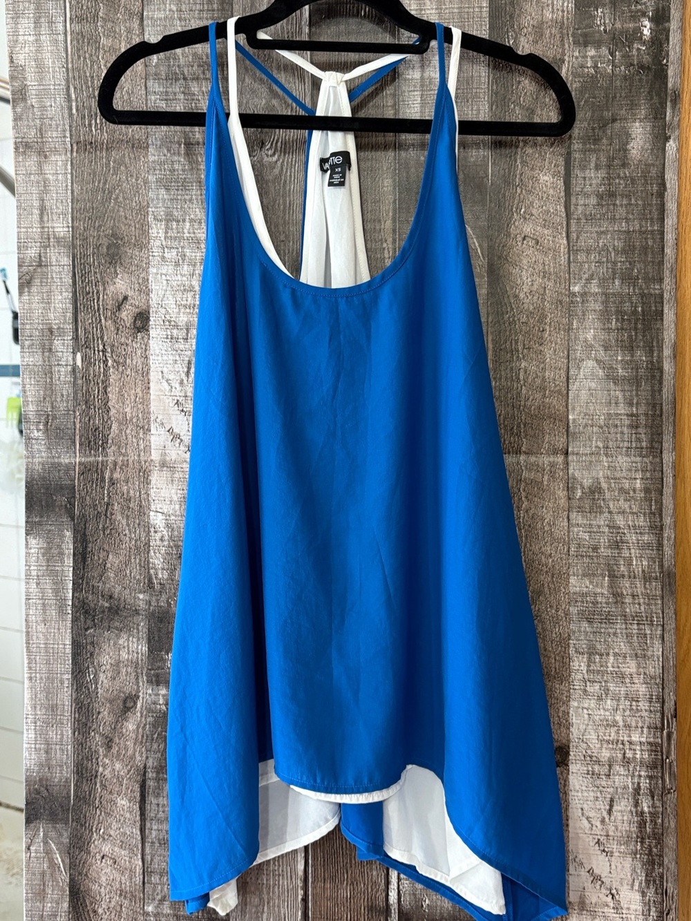 Valette Blue and White Layered Flow Tanks-XS/S